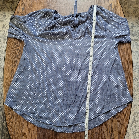 Fred David Blue Polka Dot Ruffle Sleeve Blouse with Tie Front Size Women's Small - Picture 7 of 10